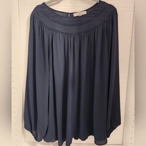 Loft Plus Size 24 Navy Mixed Media Blouse